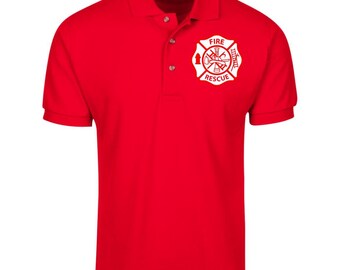 DXQIANG International Association of Fire Fighters Printed Funky Polo Shirt Business Button Down Shirt Top for Mens