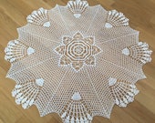 Large White Doily - Round White Crochet Doily, Table Centerpiece
