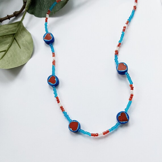 Vintage 90s Beaded Necklace With Fimo 