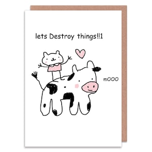 Let's Destroy Things! Greeting Card - Illustration by @Stinkykatie