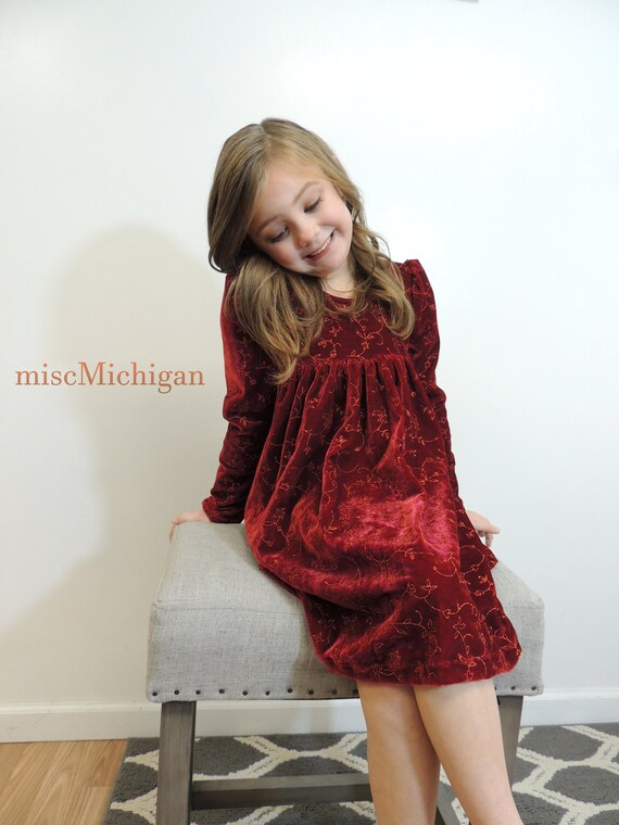 girls burgundy velvet dress