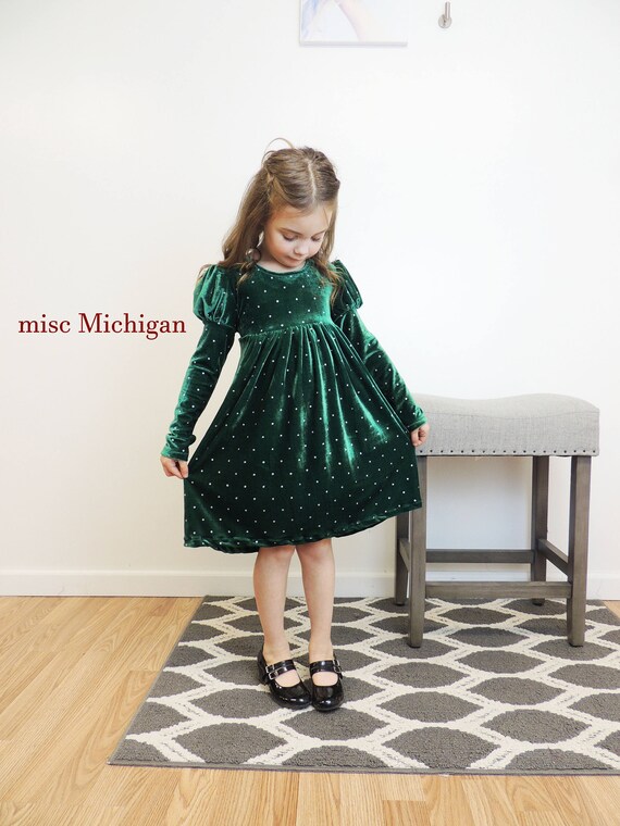 etsy green velvet dress