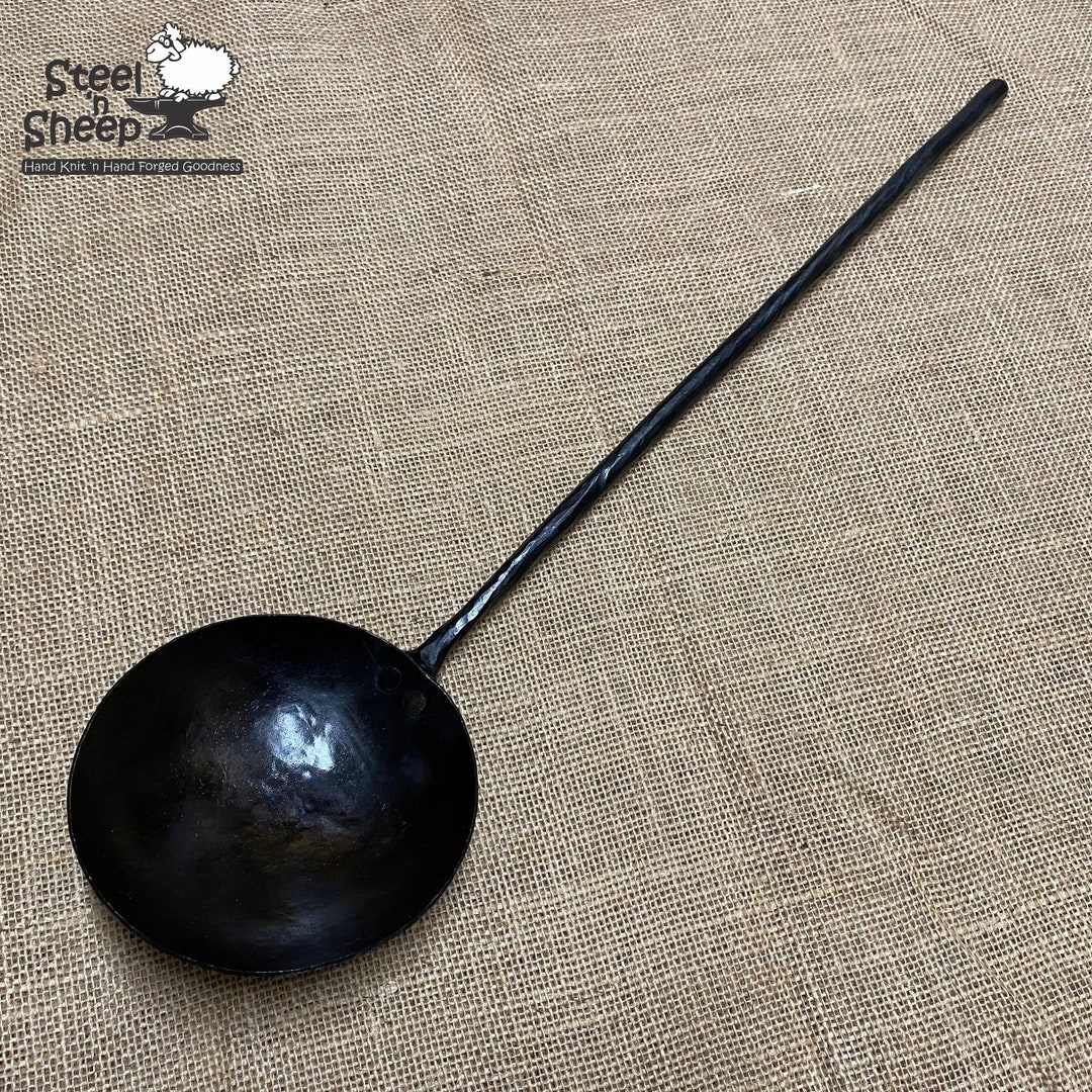 Iron Egg Spoon With Hammered Finish Bowl and Wood Finish Handle Etsy
