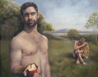 Adam & Eve Print, Half Eaten Apple
