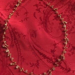 Vintage Monet necklace, Gold~Tone Clear Rhinestone choker Necklace Prong Set Rhinestones Excellent Vintage Conditio, retro necklace