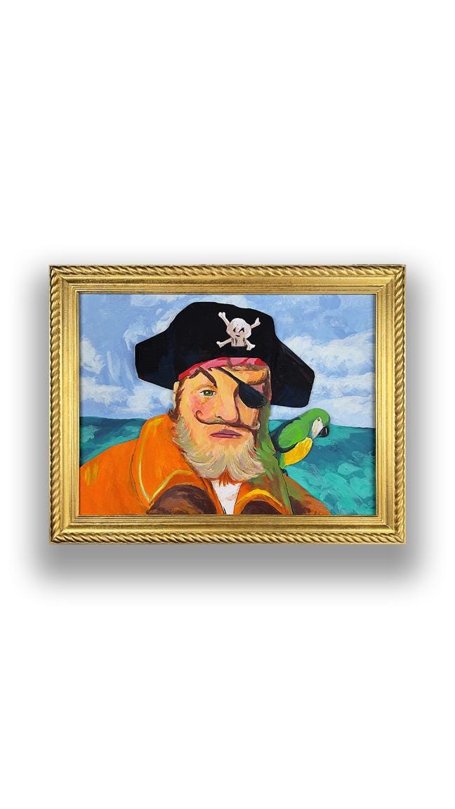 Kleine Piratenmalerei // Handgemalt. SpongeBub Cube Jorts
