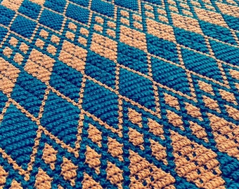Harlequin Mosaic Crochet Pattern: Argyle Wrap & Throw (PDF Pattern)