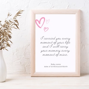 Digital print Personalized Miscarriage keepsake, stillborn memory print, miscarriage gift, pregnancy loss keepsake miscarriage sympathy