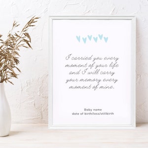Digital print Personalized Miscarriage keepsake, stillborn memory print, miscarriage gift, pregnancy loss keepsake miscarriage sympathy gift