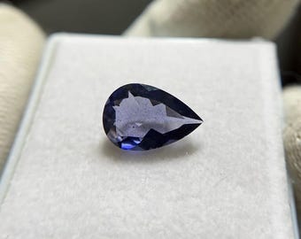 Iolite naturale, taglio a pera, pietra 100% naturale, pietra portafortuna di settembre, dimensioni 15 x 10 mm, perfetta per gioielli, colore blu, 3,5 ct