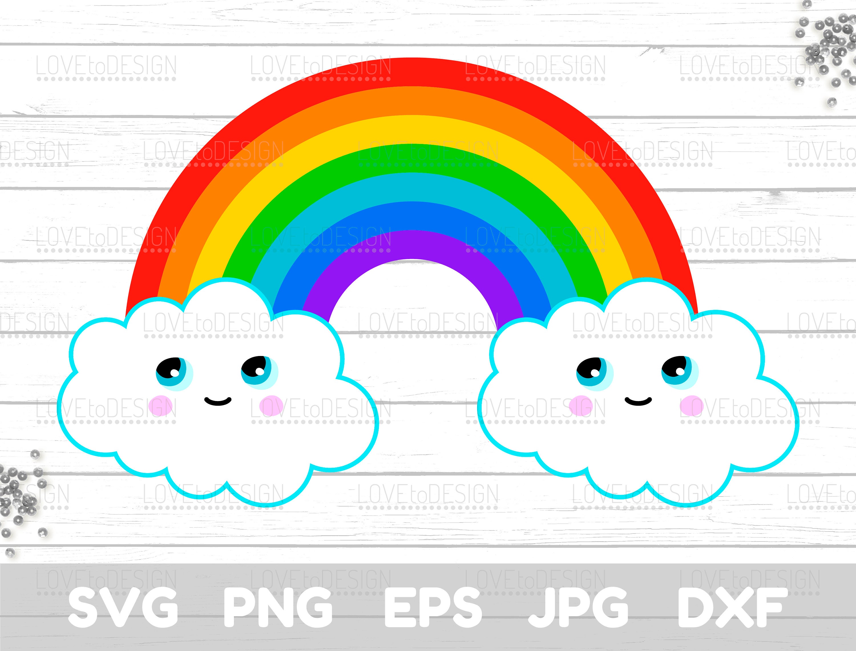 Download Smiling Cloud Svg Rainbow Clipart Etsy