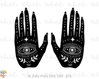 Magic Hands Svg, Mystical Witch Hands Svg, Third Eye Svg Png