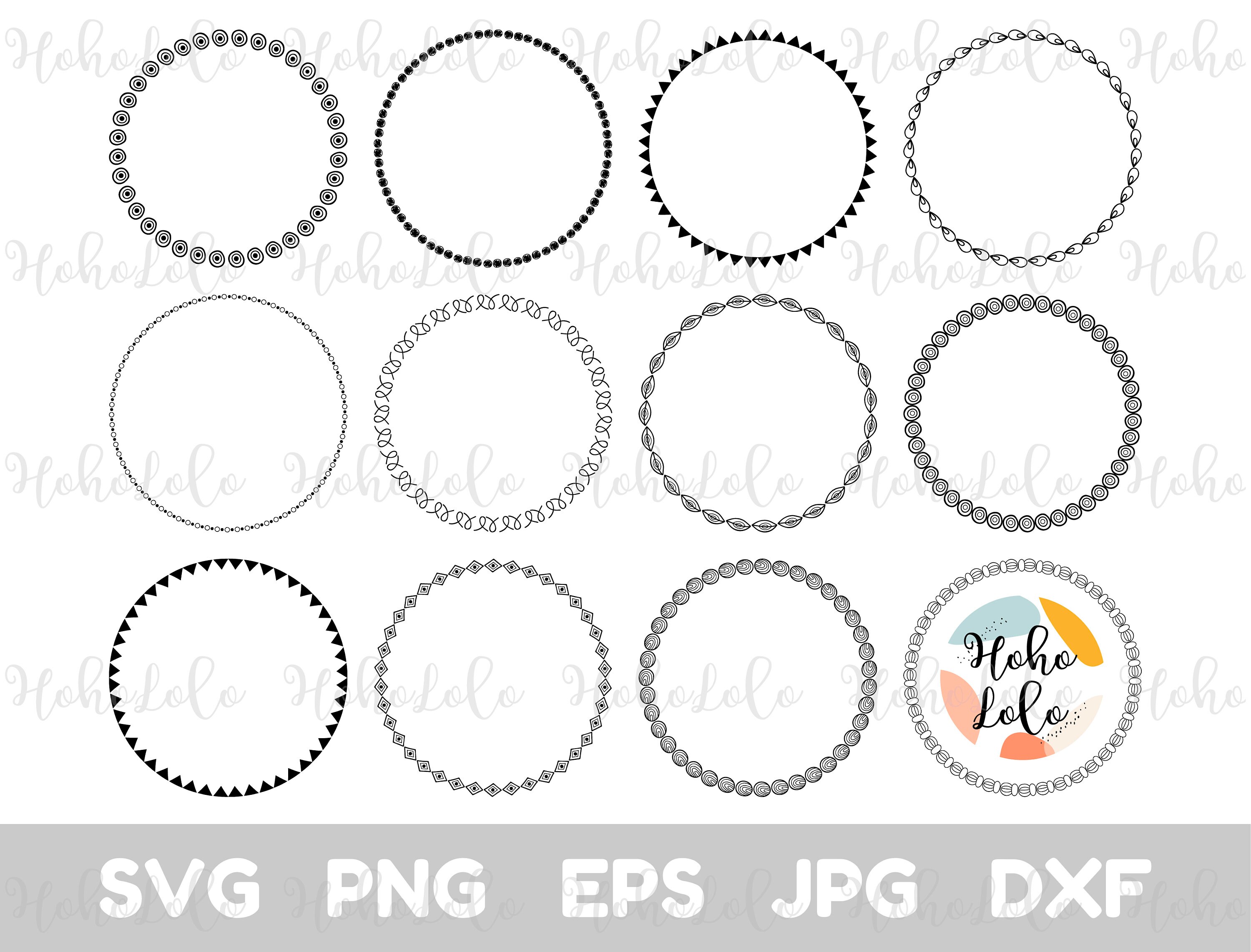 Circle Frames for Monograms Svg Dxf Png files Etsy
