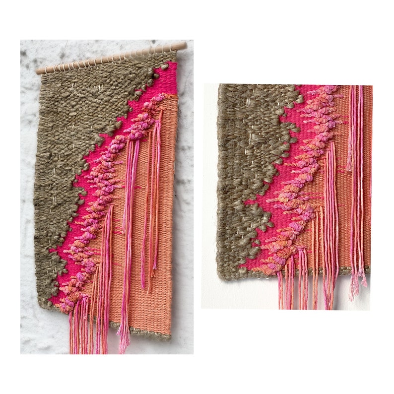 Orange Pink Woven Wall Hanging Colorful Wall Art Tapestry Etsy