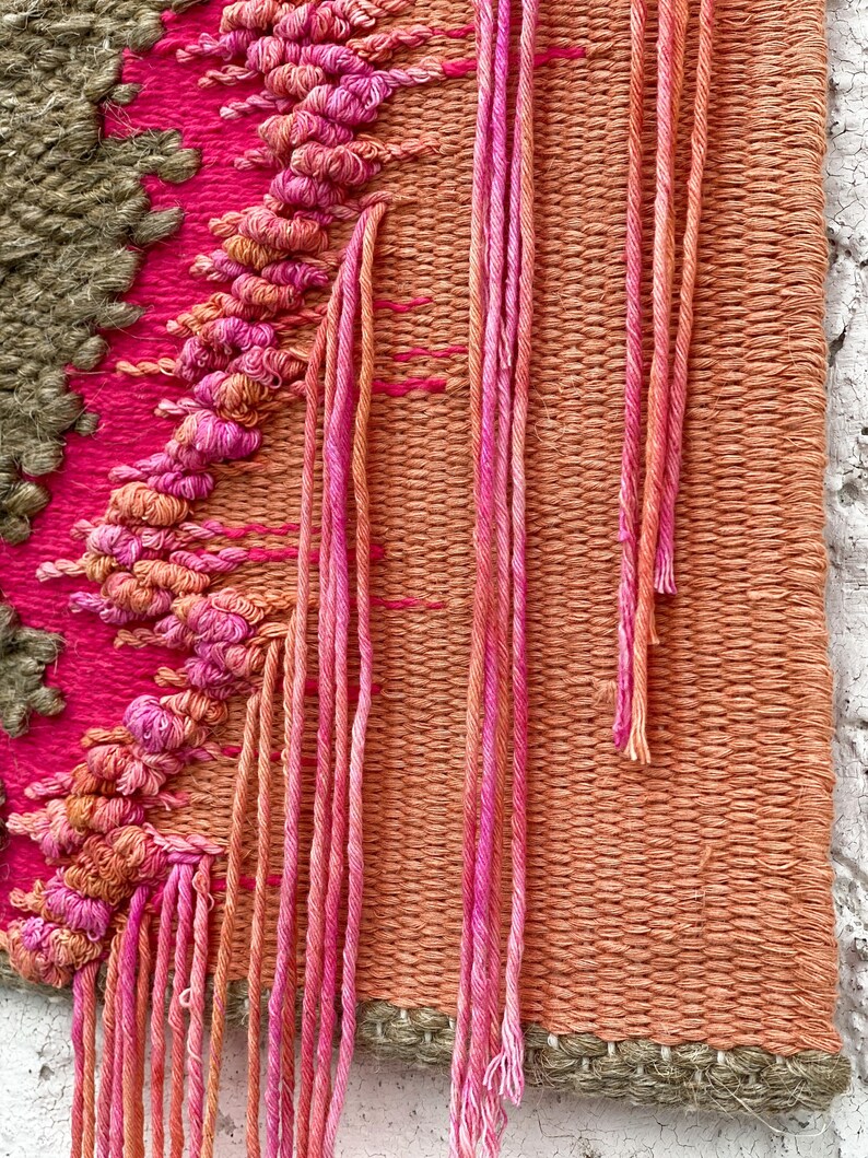 Orange Pink Woven Wall Hanging Colorful Wall Art Tapestry Etsy