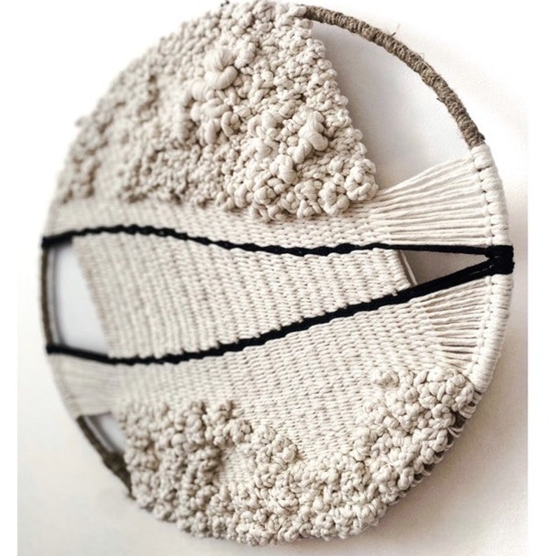 Neutral Woven Wall Hanging, Round Tapestry Wall Decor, Circural Soft