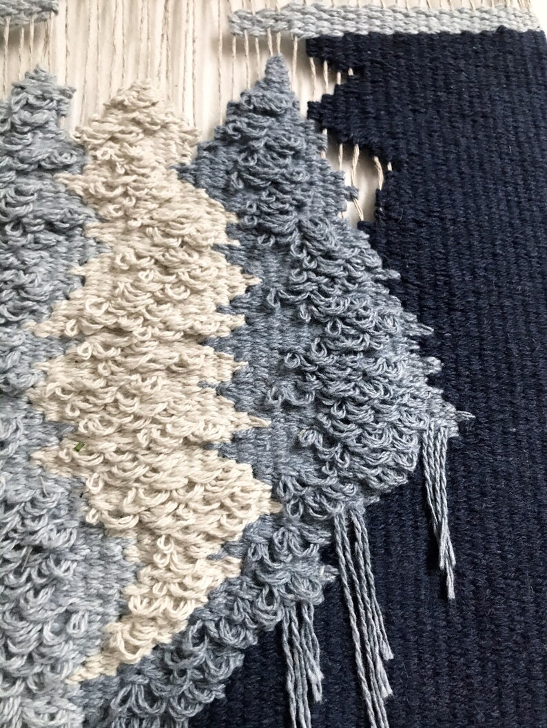 Navy blue woven wall hanging Modern weaving wall hanging Etsy