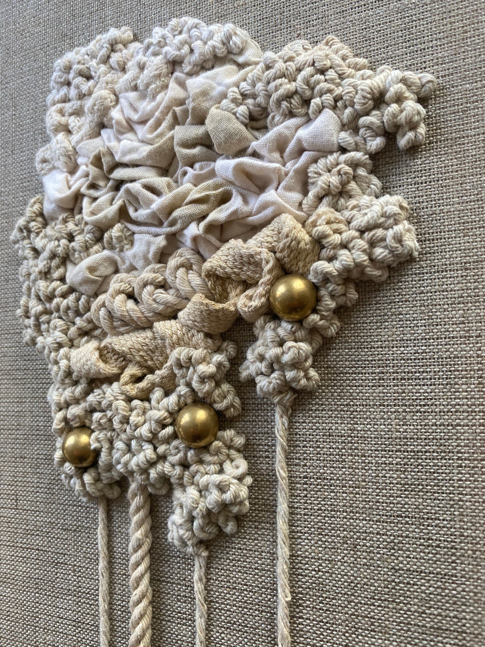 Neutral Textile Art on Canvas Embroidered Wall Art Tapestry Etsy