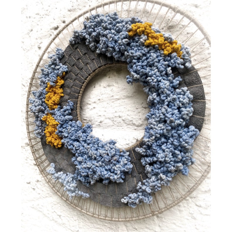 Circular Woven Wall Hanging Hoop Art Weaving Round Tapestry Etsy