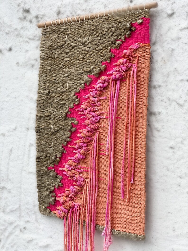 Orange Pink Woven Wall Hanging Colorful Wall Art Tapestry Etsy