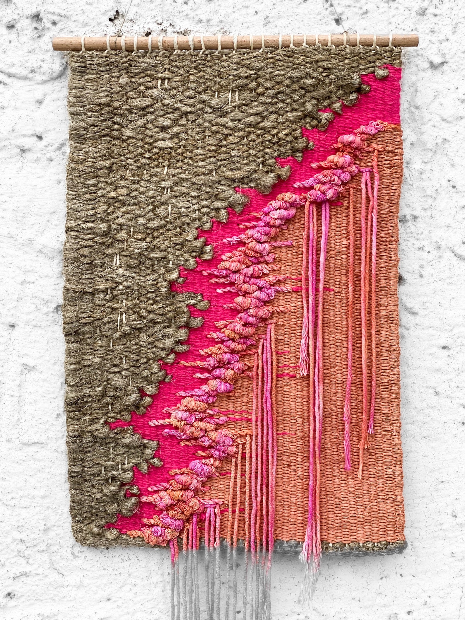 Orange Pink Woven Wall Hanging Colorful Wall Art Tapestry Etsy
