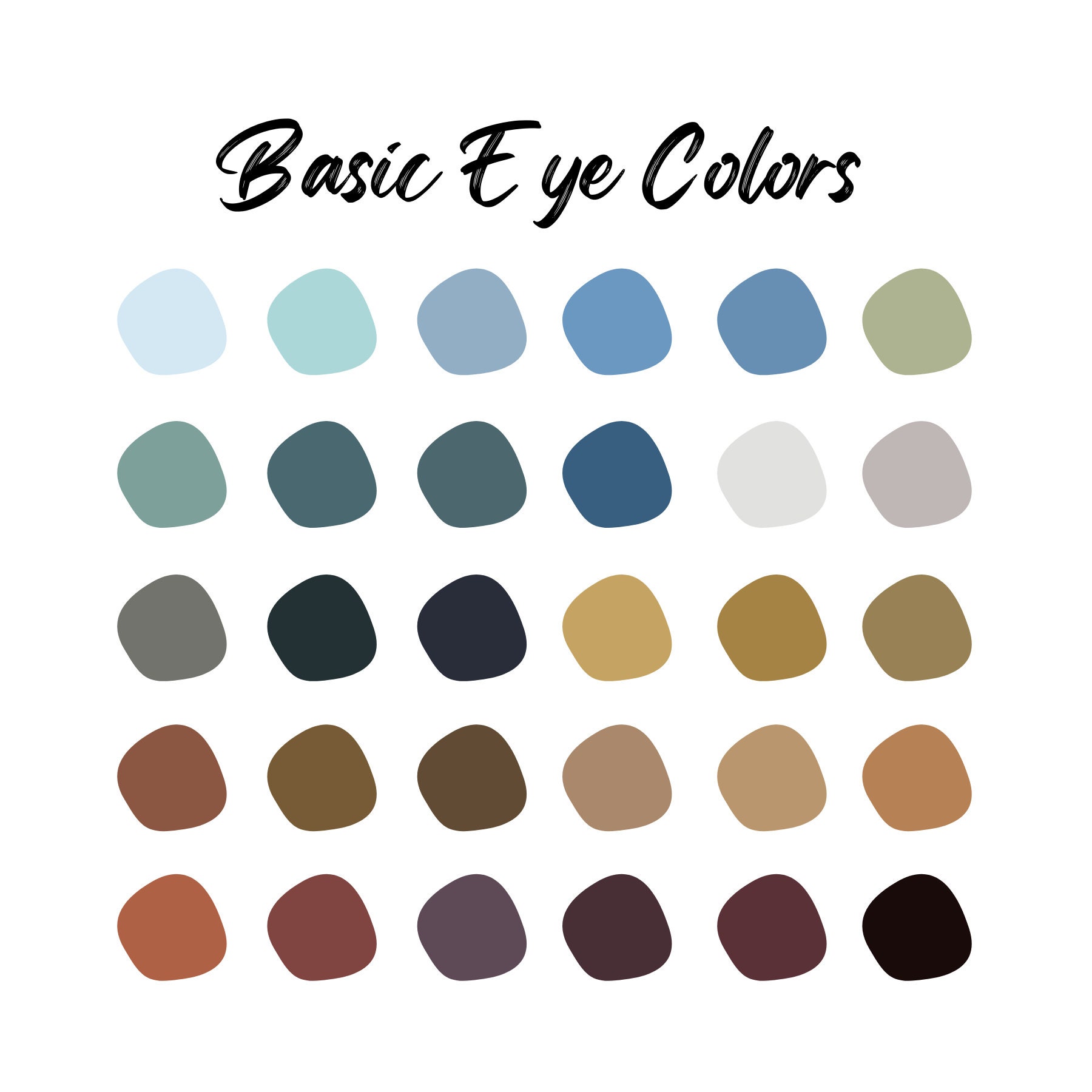 Basic Eye Colors Digital Art Color Palette Etsy