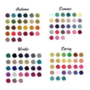 Seasonal Digital Art Color Palettes, Summer, Spring, Autumn, Winter
