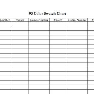 Printable Color Swatch Palette Sample Form Digital Download - Etsy