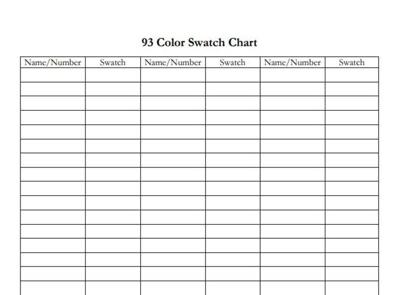 Printable Color Swatch Palette Sample Form Digital Download - Etsy