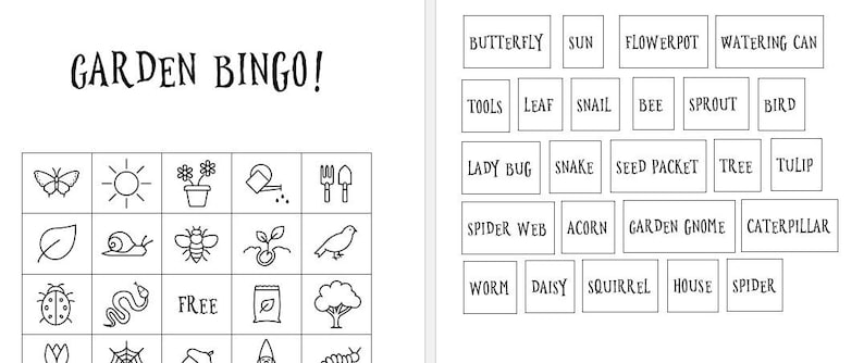 PRINTABLE Garden Bingo Coloring Cards, Garden Bingo, Coloring Cards, 4H ...