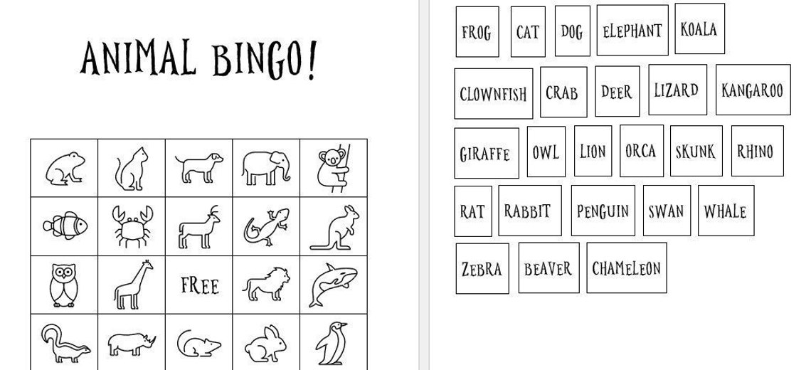 PRINTABLE Animal Bingo Coloring Cards, Animal Bingo, Bingo Coloring ...