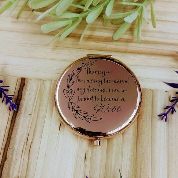 Thank you for raising the man of my dreams, I am so proud compact mirror, mother in law gift, wedding day, son wedding, shower gift, groom