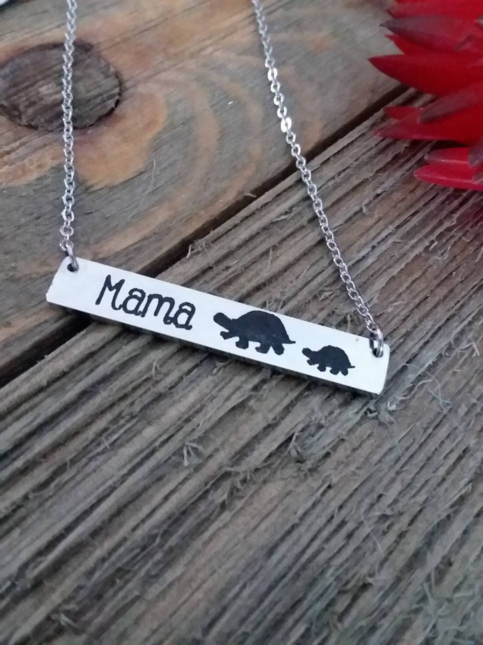 Mama Turtle Necklace turtle mom jewelry mommy turtle mother | Etsy