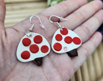 Mushroom Clay Dangle Earrings, Earrings for Women, Cute Mushroom Earrings, Stainless Steel, Clay Mushroom Jewelry, Christmas Gift for Her