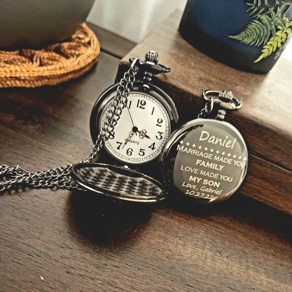 Marriage Made You Family Love Made You My Son Pocket Watch Custom Names Stepson Gift Wedding Day Wedding Party Gift Bonus Son Etsy