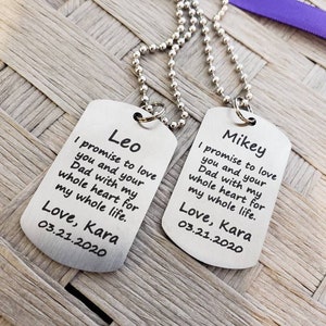 Personalized Stepson Necklace, Blended Family Gift, Stainless Steel Tag