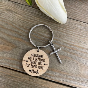 Personalized Godfather Maple Keychain, Father's Day Gift