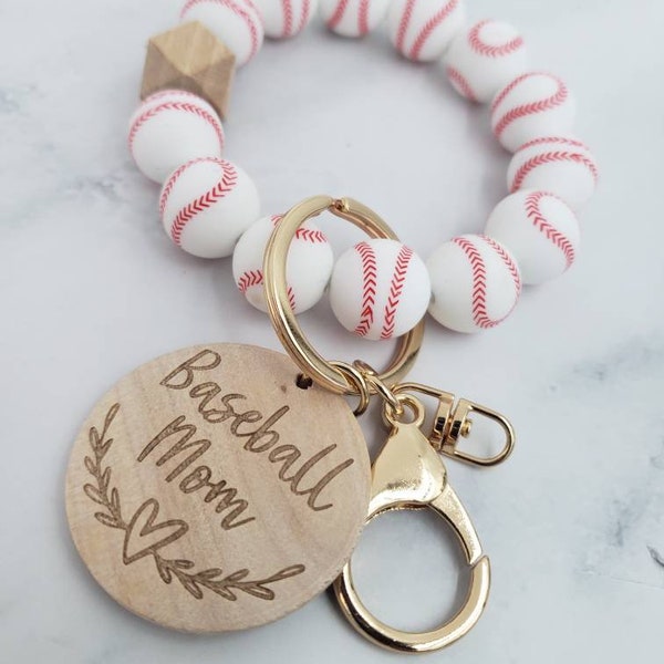 Baseball mom keychain wristlet, Baseball mom gifts, Baseball accessories for mom, Baseball gifts, mothers day keychain, baseball bracelet