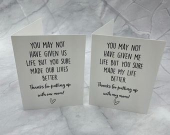 You may not have given me/us life card, Father's card, stepdad Birthday card, for dad, step dad  gift, funny card for stepdad,blended family