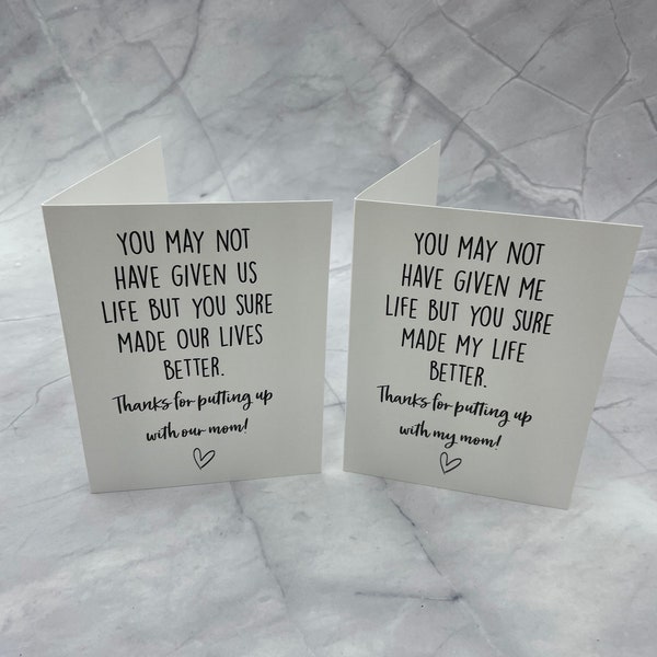 You may not have given me/us life card, Father's card, stepdad Birthday card, for dad, step dad  gift, funny card for stepdad,blended family