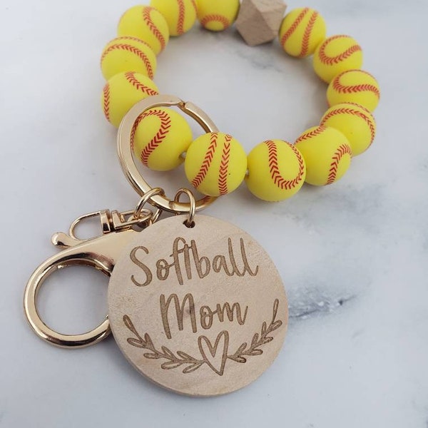 Mothers Day Softball Keychain Etsy