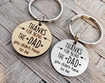 Personalized Bonus Dad Keychain, Stepdad Gift, Father's Day