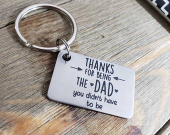 Personalized Bonus Dad Keychain, Stainless Steel Stepdad Gift