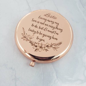 Giving away my son is not an easy thing to do compact mirror, daughter in law gift, wedding day, mother in law, son wedding, shower gift