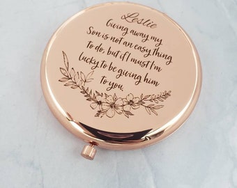 Giving away my son is not an easy thing to do compact mirror, daughter in law gift, wedding day, mother in law, son wedding, shower gift