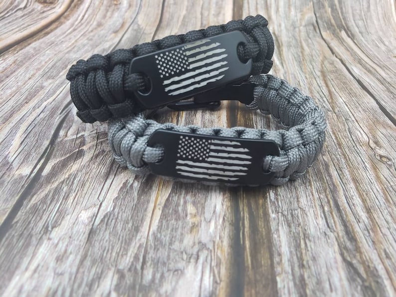 Men's Paracord Distressed American Flag Bracelet USA Etsy