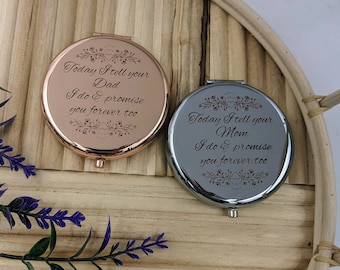 Today I tell your Mom/Dad I do & promise you forever too compact mirror, wedding day, gift from step parent, step daughter,step mom,step dad