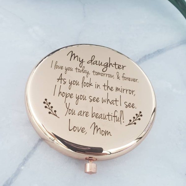 My daughter see what i see compact with mirror, you are beautiful, Christmas gift, sister, Birthday, purse, friend, custom name, cousin