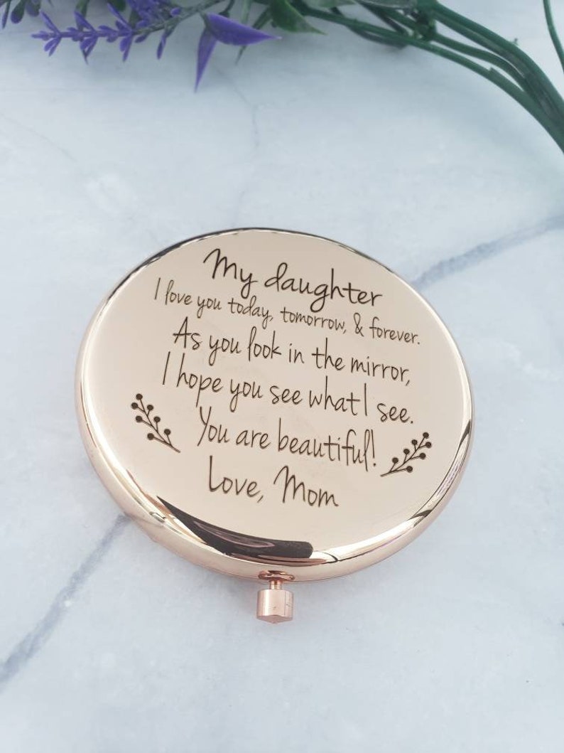 My daughter see what i see compact with mirror, you are beautiful, Christmas gift, sister, Birthday, purse, friend, custom name, cousin image 1