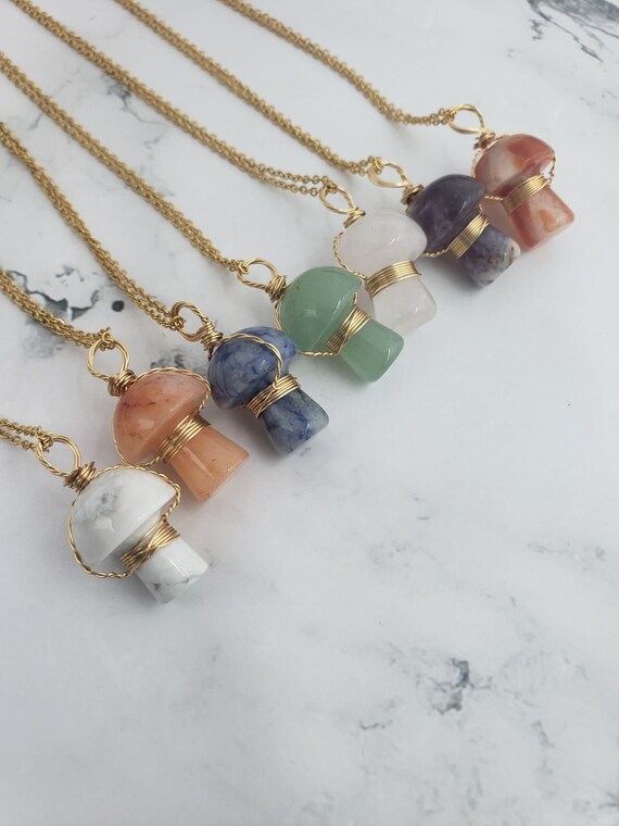 Mushroom crystal necklace outlet
